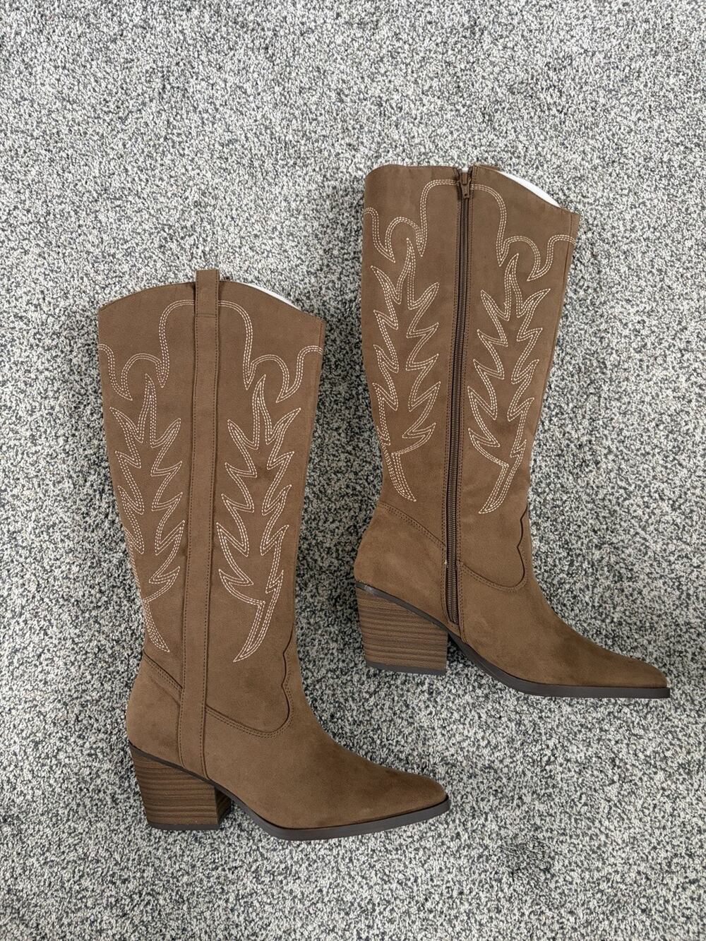 Lauren Conrad Cowboy Boots Brown Knee High 8.5 New Festival Concert Embroidered